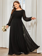 Load image into Gallery viewer, Color=Black | Round Neck Wholesale Bridesmaid Dresses with Long Lantern Sleeves-Black 3