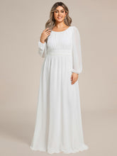 Load image into Gallery viewer, Color=White | Round Neck Wholesale Bridesmaid Dresses with Long Lantern Sleeves-White 4