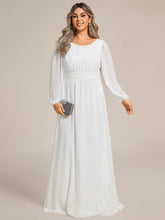 Load image into Gallery viewer, Color=White | Round Neck Wholesale Bridesmaid Dresses with Long Lantern Sleeves-White 3