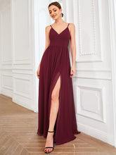 Load image into Gallery viewer, Color=Burgundy | Sleeveless V Neck Wholesale Bridesmaid Dresses with Spaghetti Straps-Burgundy 3