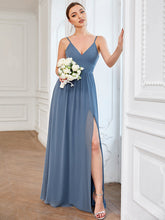 Load image into Gallery viewer, Color=Dusty Navy | Sleeveless V Neck Wholesale Bridesmaid Dresses with Spaghetti Straps-Dusty Navy 4
