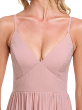 Load image into Gallery viewer, Color=Dusty Rose | Sleeveless V Neck Wholesale Bridesmaid Dresses with Spaghetti Straps-Dusty Rose 5