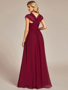 Color=Burgundy | A-Line Chiffon Floor Length Wholesale Bridesmaid Dresses-Burgundy 4