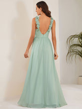 Load image into Gallery viewer, Color=Mint Green | Cold Shoulder Appliques Wholesale Chiffon Bridesmaid Dress-Mint Green 2