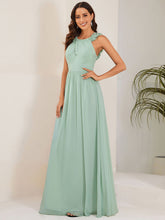 Load image into Gallery viewer, Color=Mint Green | Cold Shoulder Appliques Wholesale Chiffon Bridesmaid Dress-Mint Green 4