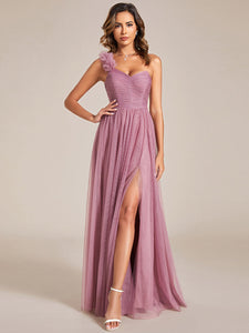Color=Orchid | Backless One Shoulder Pleated Split Tulle Wholesale Bridesmaid Dresses-Orchid 18