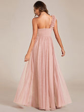 Load image into Gallery viewer, Color=Pink | Backless One Shoulder Pleated Split Tulle Wholesale Bridesmaid Dresses-Pink 