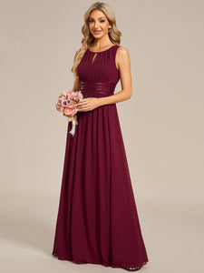 Color=Burgundy | Elegant Sleeveless Pleated Sequin Wholesale Bridesmaids Dress-Burgundy 3