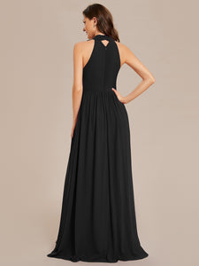 Color=Black | Wholesale Chiffon Halter Neckline Sleeveless Evening Dresses-Black 10