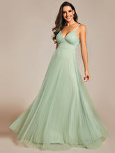 Load image into Gallery viewer, Color=Mint Green | Mesh Contrast Wholesale Bridesmaids Dresses With Spaghetti Straps-Mint Green 