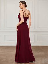Load image into Gallery viewer, Color=Burgundy | Deep V Neck A Line Backless Wholesale Bridesmaid Dresses-Burgundy 2