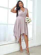 Load image into Gallery viewer, Color=Lilac | Pretty Wholesale Knee Length Chiffon Bridesmaid Dress With Irregular Hem-Lilac 1