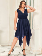 Load image into Gallery viewer, Color=Navy Blue | Pretty Wholesale Knee Length Chiffon Bridesmaid Dress With Irregular Hem-Navy Blue 4