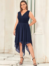 Load image into Gallery viewer, Color=Navy Blue | Pretty Wholesale Knee Length Chiffon Bridesmaid Dress With Irregular Hem-Navy Blue 1