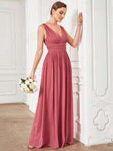 Load image into Gallery viewer, Color=Cameo Brown | Double V-Neck Elegant Maxi Long Wholesale Evening Dresses-Cameo Brown 3