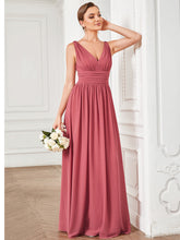 Load image into Gallery viewer, Color=Cameo Brown | Double V-Neck Elegant Maxi Long Wholesale Evening Dresses-Cameo Brown 4