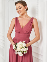 Load image into Gallery viewer, Color=Cameo Brown | Double V-Neck Elegant Maxi Long Wholesale Evening Dresses-Cameo Brown 5
