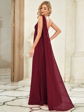 Load image into Gallery viewer, Color=Burgundy | Elegant Pleated A-Line Floor Length One Shoulder Sleeveless Wholesale Bridesmaids Dress-Burgundy 2