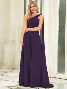 Color=Dark Purple | Elegant Pleated A-Line Floor Length One Shoulder Sleeveless Wholesale Bridesmaids Dress-Dark Purple 45