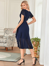 Load image into Gallery viewer, Color=Navy Blue | Hot Asymmetrical Hem Pagoda Sleeves Wholesale Bridesmaid Dresses-Navy Blue 2
