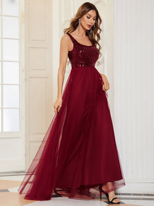 Color=Burgundy | Spectacular U Neck Sleeveless A Line Wholesale Bridesmaid Dresses-Burgundy 4
