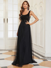 Load image into Gallery viewer, Color=Black | Spectacular U Neck Sleeveless A Line Wholesale Bridesmaid Dresses-Black 3