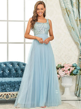 Load image into Gallery viewer, Color=Sky Blue | Spectacular U Neck Sleeveless A Line Wholesale Bridesmaid Dresses-Sky Blue 1