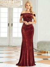 Load image into Gallery viewer, Color=brick-red | Sexy Off Shoulders Fishtail Wholesale Bridesmaid Dresses-brick-red 4