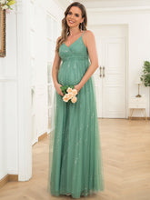 Load image into Gallery viewer, Color=Green Bean | Shiny Spaghetti Straps Deep V Neck Wholesale Maternity Dresses-Green Bean 4