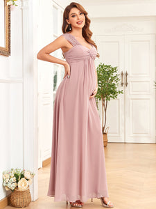 Color=Dusty Rose | Sexy Sleeveless Deep V Neck A Line Wholesale Maternity Dresses-Dusty Rose 4
