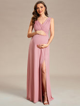 Load image into Gallery viewer, Color=Dusty Rose | Sleeveless Side Split Bleted Wholesale Maternity Dresses-Dusty Rose 1