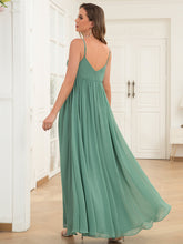 Load image into Gallery viewer, Color=Green Bean | Spaghetti Straps A Line Deep V Neck Wholesale Maternity Dresses-Green Bean 2
