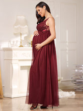 Load image into Gallery viewer, COLOR=Burgundy | Sultry Sleeveless Long Maxi Dress for Pregnant Women-Burgundy 3