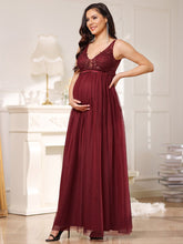 Load image into Gallery viewer, COLOR=Burgundy | Sultry Sleeveless Long Maxi Dress for Pregnant Women-Burgundy 4