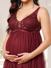 Load image into Gallery viewer, COLOR=Burgundy | Sultry Sleeveless Long Maxi Dress for Pregnant Women-Burgundy 5