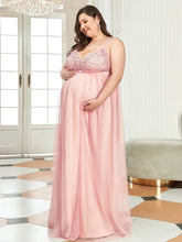 Load image into Gallery viewer, COLOR=Pink | Plus Size Sultry Sleeveless Long Maxi Dress for Pregnant Women-Pink 2