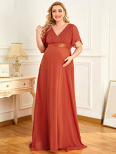 Load image into Gallery viewer, Color=Burnt orange | Plus Size Cute and Adorable Deep V-neck Dress for Pregnant Women-Burnt orange 1