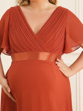 Load image into Gallery viewer, Color=Burnt orange | Plus Size Cute and Adorable Deep V-neck Dress for Pregnant Women-Burnt orange 5