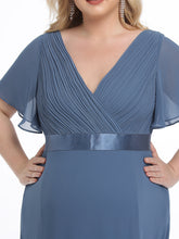 Load image into Gallery viewer, Color=Dusty Navy | Plus Size Cute and Adorable Deep V-neck Dress for Pregnant Women-Dusty Navy 5
