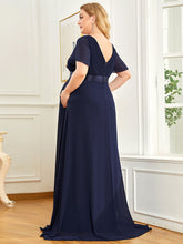 Load image into Gallery viewer, Color=Navy Blue | Plus Size Cute and Adorable Deep V-neck Dress for Pregnant Women-Navy Blue 4
