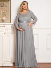 Load image into Gallery viewer, Color=Grey | Round Neck A-Line Floor-Length Wholesale Maternity Dresses-Grey 2
