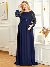 Load image into Gallery viewer, Color=Navy Blue | Round Neck A-Line Floor-Length Wholesale Maternity Dresses-Navy Blue 2