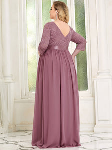 Color=Orchid | Round Neck A-Line Floor-Length Wholesale Maternity Dresses-Orchid 2