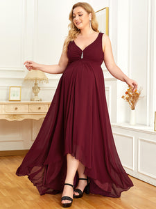 Color=Burgundy | Plus Size Hot and Sexy Sleeveless Dress for Pregnant Women-Burgundy 2