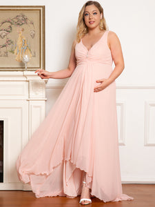Color=Pink | Plus Size Hot and Sexy Sleeveless Dress for Pregnant Women-Pink 6