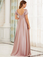 Load image into Gallery viewer, Color=Mauve | Puff Sleeves V Neck A Line Wholesale Maternity Dresses-Mauve 2