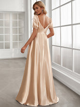 Load image into Gallery viewer, Color=Rose Gold | Puff Sleeves V Neck A Line Wholesale Maternity Dresses-Rose Gold 2