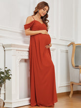 Load image into Gallery viewer, Color=Burnt orange | Adorable A Line Off Shoulder Wholesale Maternity Dresses-Burnt orange 4
