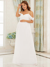 Load image into Gallery viewer, Color=Cream | Adorable A Line Off Shoulder Wholesale Maternity Dresses-Cream 1