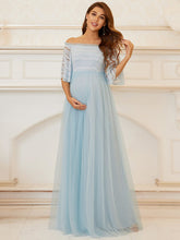 Load image into Gallery viewer, Color=Sky Blue | Adorable A Line Strapless Off Shoulder Wholesale Maternity Dresses-Sky Blue 3